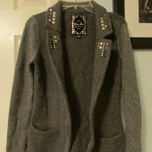 GUESS JEANS LOS ANGELES GRAY SWEATER JACKET SMALL